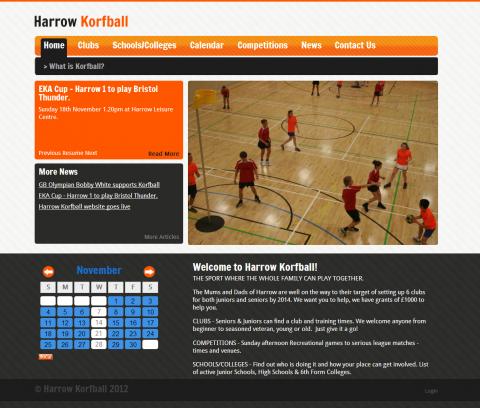 Harrow Korfball Website Design