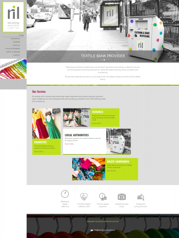 Recycling Industries Website Design - Recycling Industries is a new company providing recycling services for textiles and shoes.... Recycling Industries Website Design
