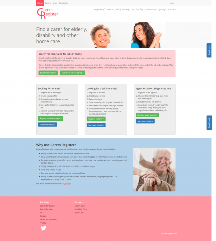 Carers Register Website Design