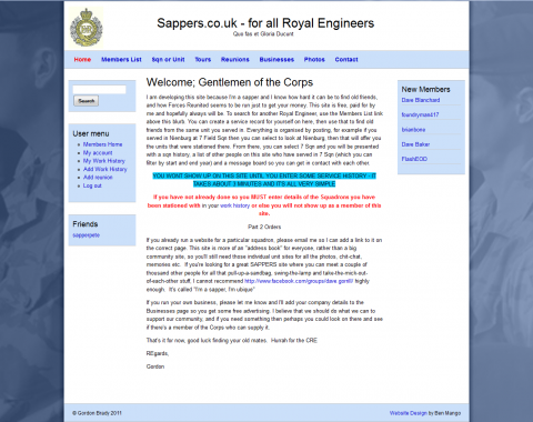Royal Engineers Membership Website